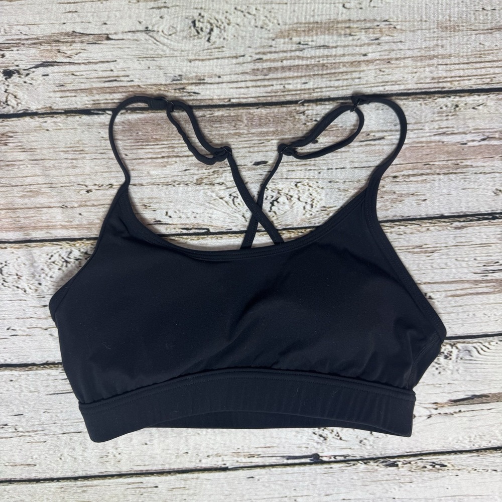 Buffbunny Sports Bra Cross Back Strappy Black Athletic Top Small